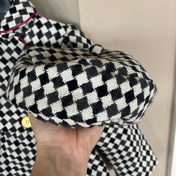 Brand New Penelope Mack Zip Up Pea Coat Black White Checkered Jacket & Hat - Picture 10 of 15
